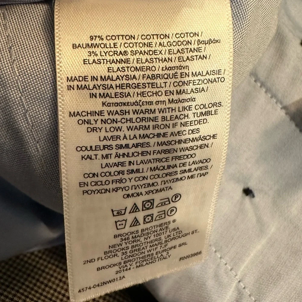 BROOKS BROTHERS Clark Fit Chino Pants Men's 38 X 32 Flat Front Trouser Patterned